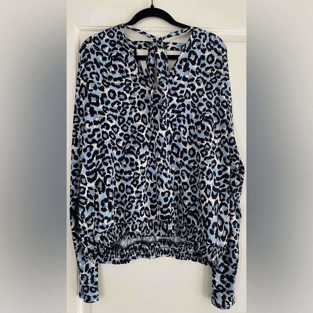 MICHAEL Michael Kors Blue and Black Animal Print Blouse